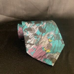 Mario Ferrari Teal‎ Retro Mens Silk Necktie